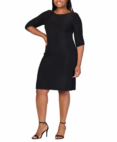 24seven Comfort Apparel Plus Size Mini Party Dress In Black