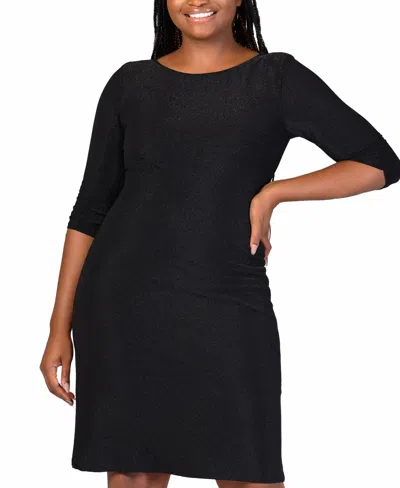24seven Comfort Apparel Plus Size Mini Party Dress In Black