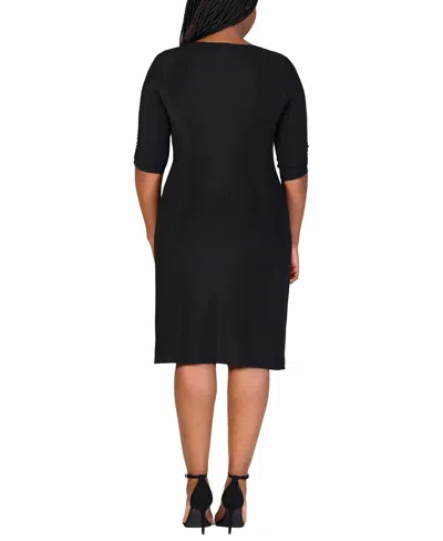 24seven Comfort Apparel Plus Size Mini Party Dress In Black