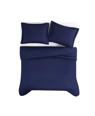 Brooklyn Loom Brookyln Loom 100% Linen Cover 3-pc. Comforter Set, Full/queen In Navy