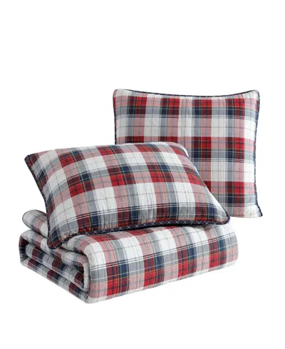 Nautica 136 Thread Count Rosedale Cotton Reversible Quilt Set In Red Sail,navy