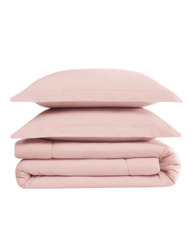 Brooklyn Loom Solid Cotton Percale 3-pc. Comforter Set, King In Blush