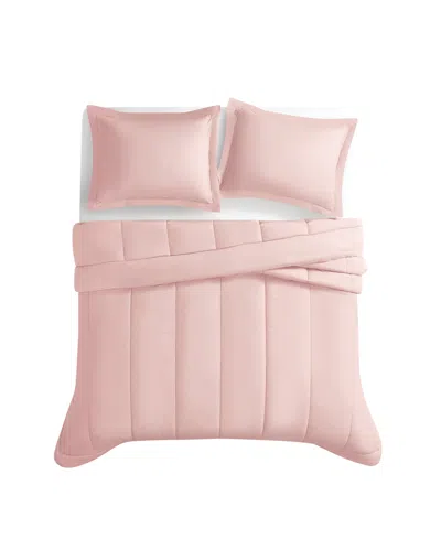 Brooklyn Loom Solid Cotton Percale 3-pc. Comforter Set, King In Blush