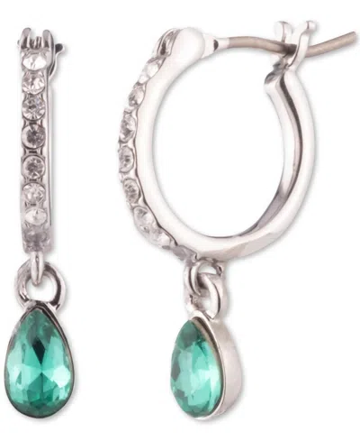 Givenchy Crystal Charm Pave Huggie Hoop Earrings In Green