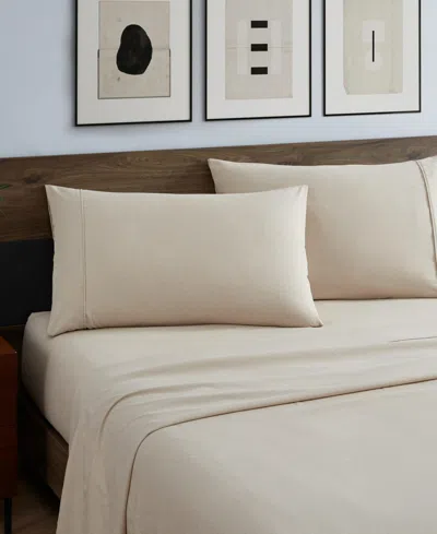 Kenneth Cole New York Solid Cationic Brushed Microfiber 4 Piece Sheet Set, Queen In Sand Beige