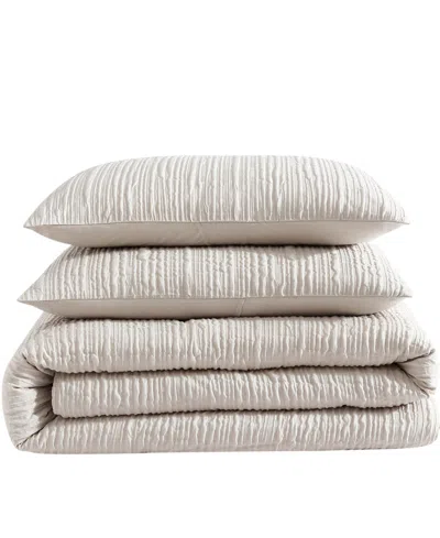 Kenneth Cole New York Serenity Wavy Lines Embossed 3-pc. Comforter Set, King In Light Beige