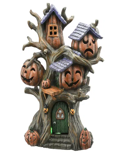 National Tree Company 12" Tree Of Jack O' Lanterns Decoration, Led Lights, Halloween Collection In Orange