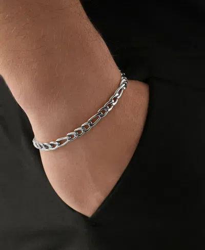 Rhona Sutton Contemporary Figaro Chain Stainless Steel Bracelet In Silver