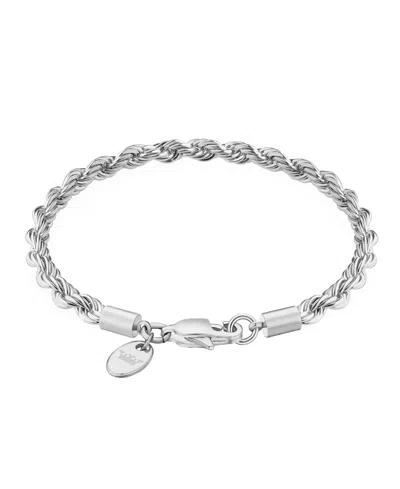 Rhona Sutton Silver Stainless Steel Thick 6mm 8.5" Twisted Rope Chain Bracelet In Silver