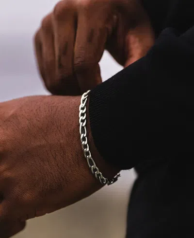 Rhona Sutton Contemporary Figaro Chain Stainless Steel Bracelet In Silver