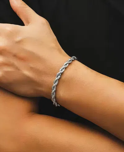 Rhona Sutton Silver Stainless Steel Thick 6mm 8.5" Twisted Rope Chain Bracelet In Silver