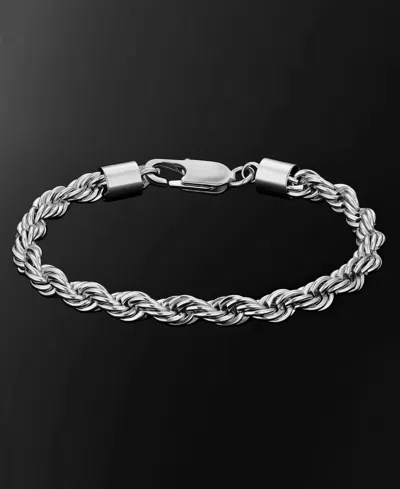 Rhona Sutton Silver Stainless Steel Thick 6mm 8.5" Twisted Rope Chain Bracelet In Silver