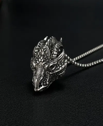 Rhona Sutton Dragon Stainless Steel Pendant Necklace In Silver