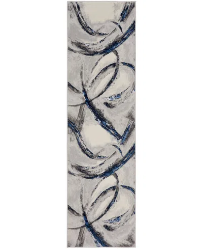 Inspire Me! Home Decor Brushstrokes Bsk02 2'2"x7'6" Runner Area Rug In Gray,navy