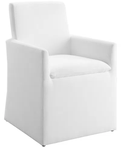 Abbyson Living 36" Wood Mara Stain-resistant Fabric Dining Armchair In White