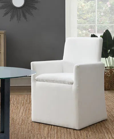 Abbyson Living 36" Wood Mara Stain-resistant Fabric Dining Armchair In White