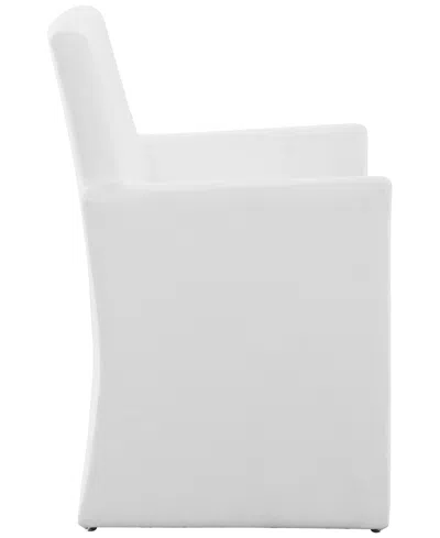 Abbyson Living 36" Wood Mara Stain-resistant Fabric Dining Armchair In White