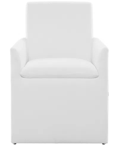 Abbyson Living 36" Wood Mara Stain-resistant Fabric Dining Armchair In White