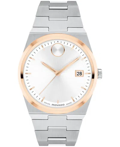 Movado Men's Bold Quest Swiss Quartz Stainless Steel Watch 40mm In Silver-tone