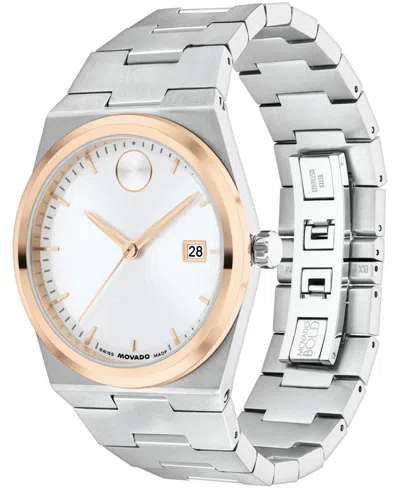Movado Men's Bold Quest Swiss Quartz Stainless Steel Watch 40mm In Silver-tone