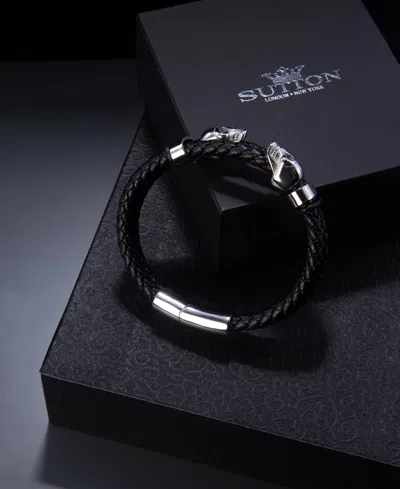 Rhona Sutton Reaper Leather Stainless Steel Bracelet In Silver