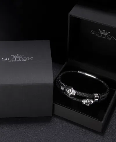 Rhona Sutton Reaper Leather Stainless Steel Bracelet In Silver