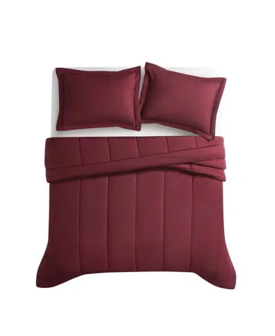 Brooklyn Loom Solid Cotton Percale 2-pc. Comforter Set, Twin/twin Xl In Burgundy