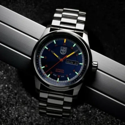 Pre-owned Luminox Xl.1904 Atacama Field Blue Dial 44mm Steel Day/date Automatic Mens Watch
