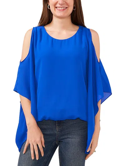 Sam & Jess Womens Cold Shoulder Cape Sleeve Blouse In Multi
