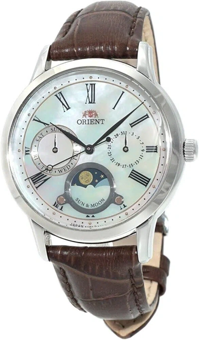 Pre-owned Orient 'sun And Moon' Pearl Dial Ladies Sapphire Glass Watch Ra-ka0005a