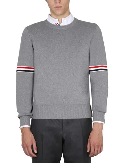 Thom Browne Milano Stitch Crew Neck Pullover In Gray
