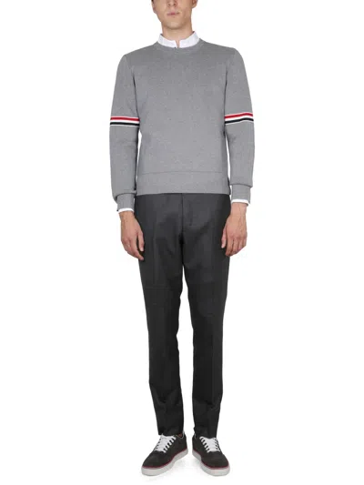Thom Browne Milano Stitch Crew Neck Pullover In Gray