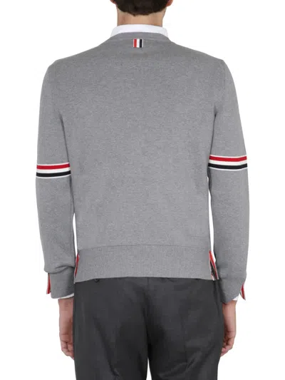 Thom Browne Milano Stitch Crew Neck Pullover In Gray