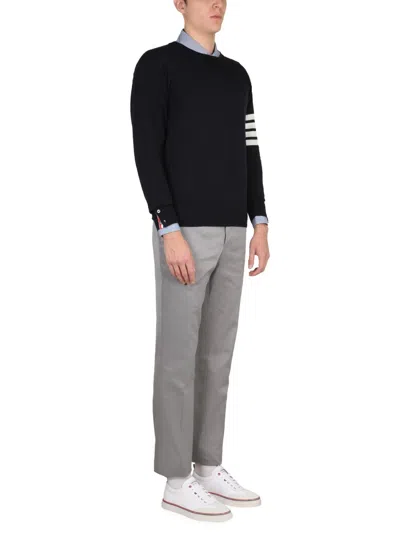 Shop Thom Browne Men Classic 4-bar Mesh In Blue