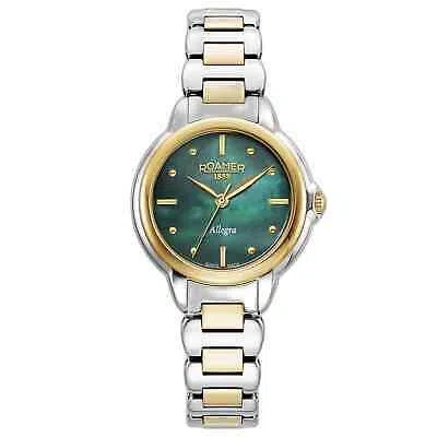 Pre-owned Roamer 977847 47 70 20 Women's Allegra Classic Two Tone Wristwatch In Silver/gold/green