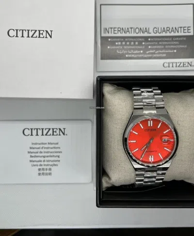 Pre-owned Citizen X Pantone Tsuyosa Nj0158-89w Blazing Red Automatic Watch Brand