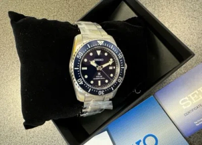 Pre-owned Seiko Men's Prospex Solar Blue Steel Bracelet Divers Watch Sne585 , 38.5mm Size