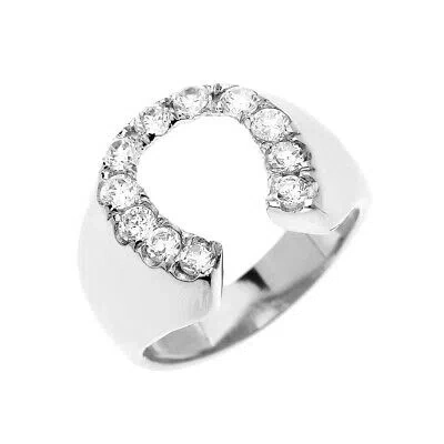 Pre-owned Fdj Gold Cubic Zirconia Horseshoe Lucky Men's Ring In Yellow Gold