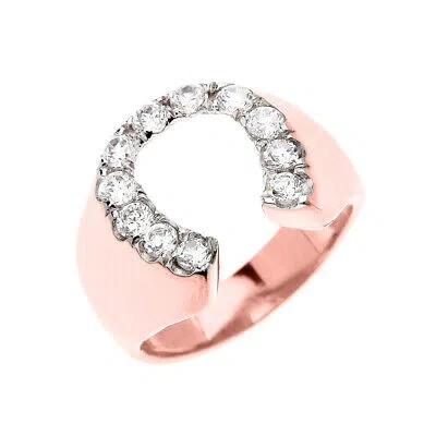 Pre-owned Fdj Gold Cubic Zirconia Horseshoe Lucky Men's Ring In Yellow Gold