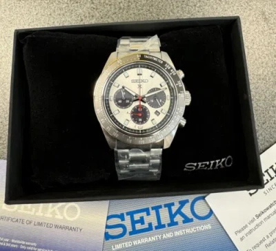 Pre-owned Seiko Prospex Speedtimer Solar Steel Bracelet Silver Dial Watch - Ssc911