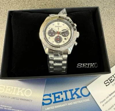 Pre-owned Seiko Prospex Speedtimer Solar Steel Bracelet Silver Dial Watch - Ssc911