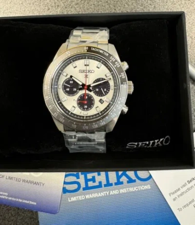 Pre-owned Seiko Prospex Speedtimer Solar Steel Bracelet Silver Dial Watch - Ssc911