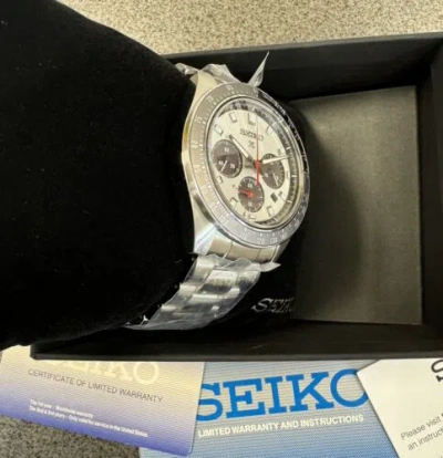 Pre-owned Seiko Prospex Speedtimer Solar Steel Bracelet Silver Dial Watch - Ssc911