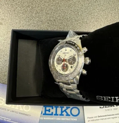 Pre-owned Seiko Prospex Speedtimer Solar Steel Bracelet Silver Dial Watch - Ssc911