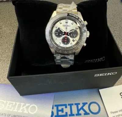 Pre-owned Seiko Prospex Speedtimer Solar Steel Bracelet Silver Dial Watch - Ssc911