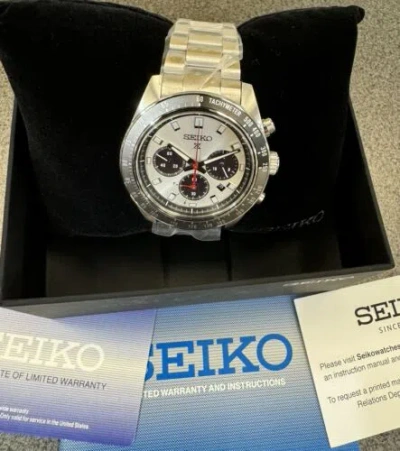 Pre-owned Seiko Prospex Speedtimer Solar Steel Bracelet Silver Dial Watch - Ssc911