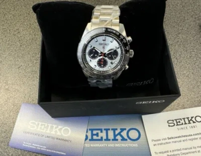 Pre-owned Seiko Prospex Speedtimer Solar Steel Bracelet Silver Dial Watch - Ssc911