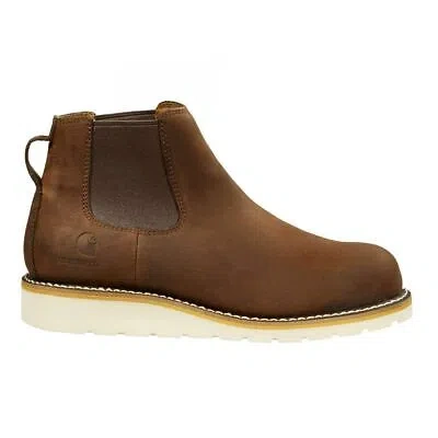 Pre-owned Carhartt Women's 5" Wedge Chelsea Soft Toe Work Boot Brown - Fw5025-w In Dark Bison Oil Tanned