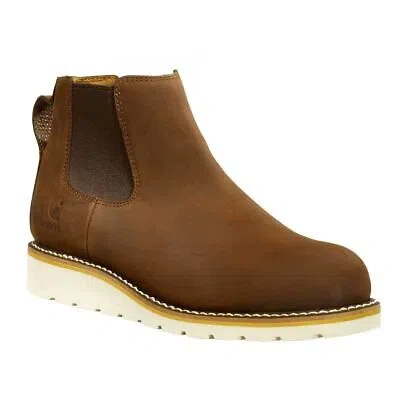 Pre-owned Carhartt Women's 5" Wedge Chelsea Soft Toe Work Boot Brown - Fw5025-w In Dark Bison Oil Tanned
