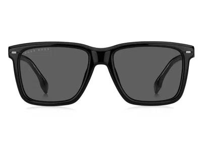 Pre-owned Hugo Boss Sunglasses  1317/s 284 (ir) Black Ruthenium/grey Cal.55 In Gray